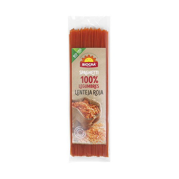 ESPAGUETIS LENTEJA ROJA - 250GR BIOGRÁ aloe