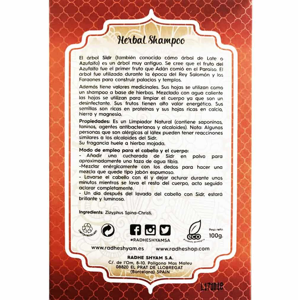SIDR TRATAMIENTO CAPILAR NATURAL RADHE SHYAM - 100GR aloe