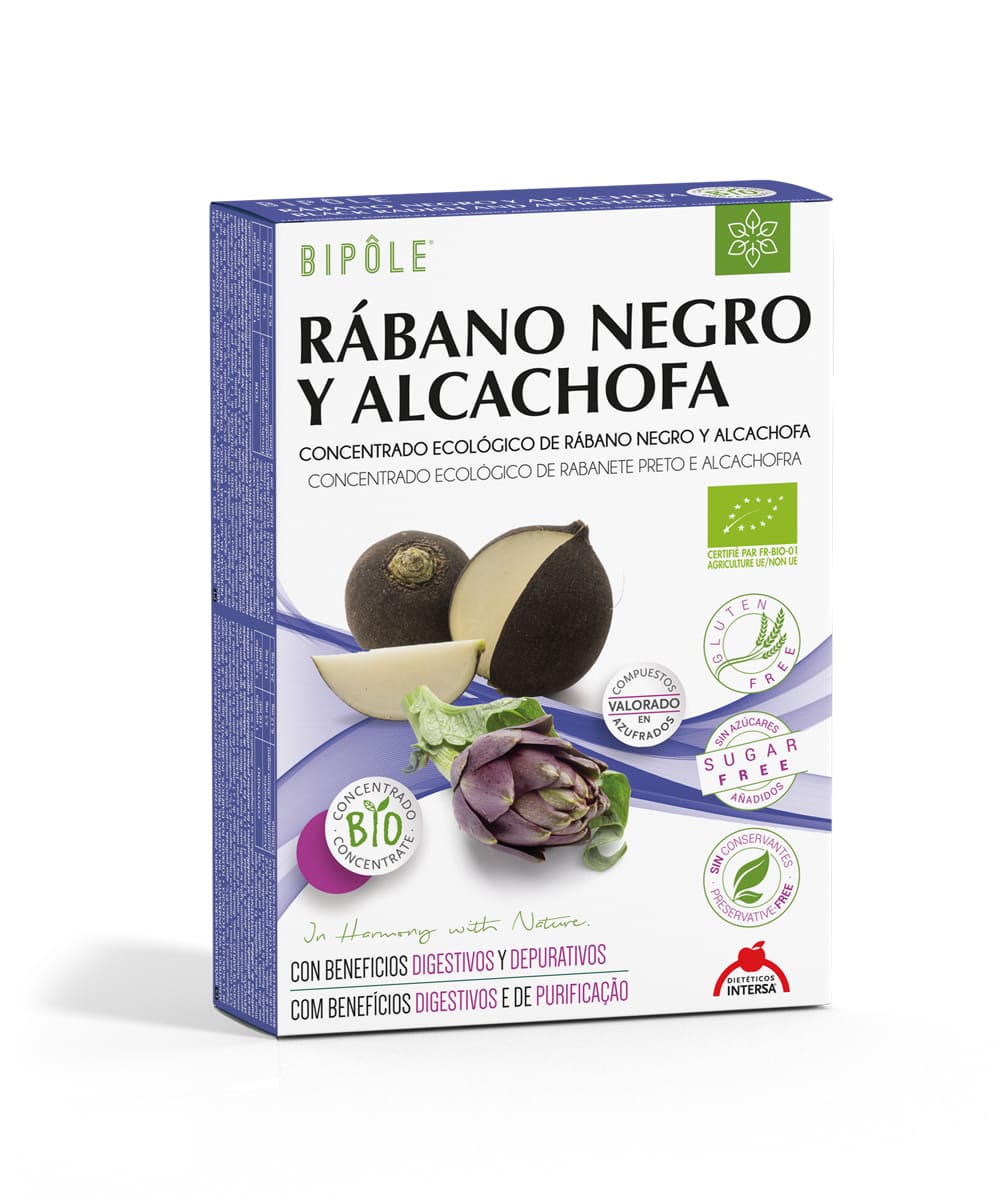 BIPOLE RABANO Y ALCACHOFA - 20 AMPOLLAS INTERSA aloe